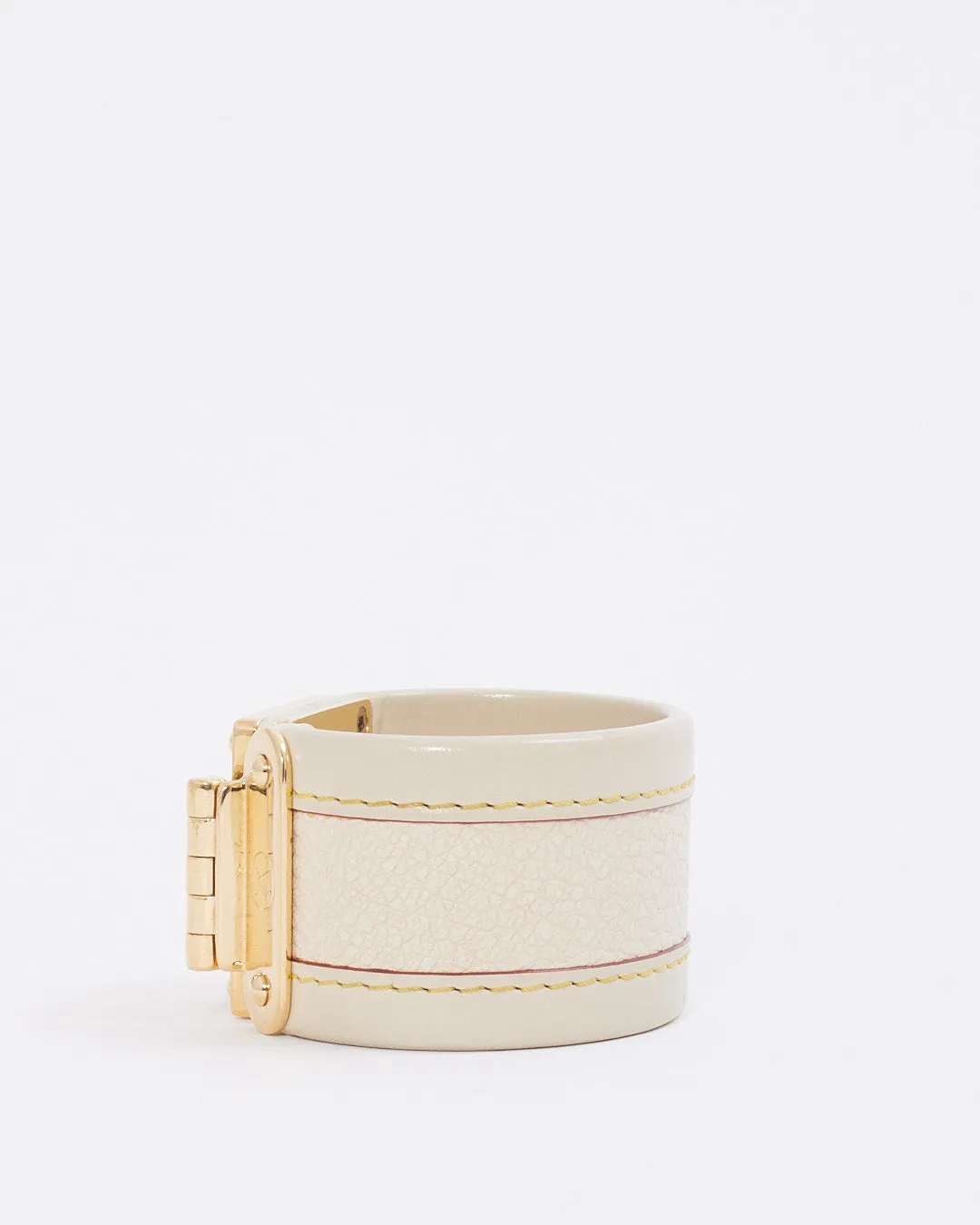 Louis Vuitton Cream Leather Lock It Bracelet