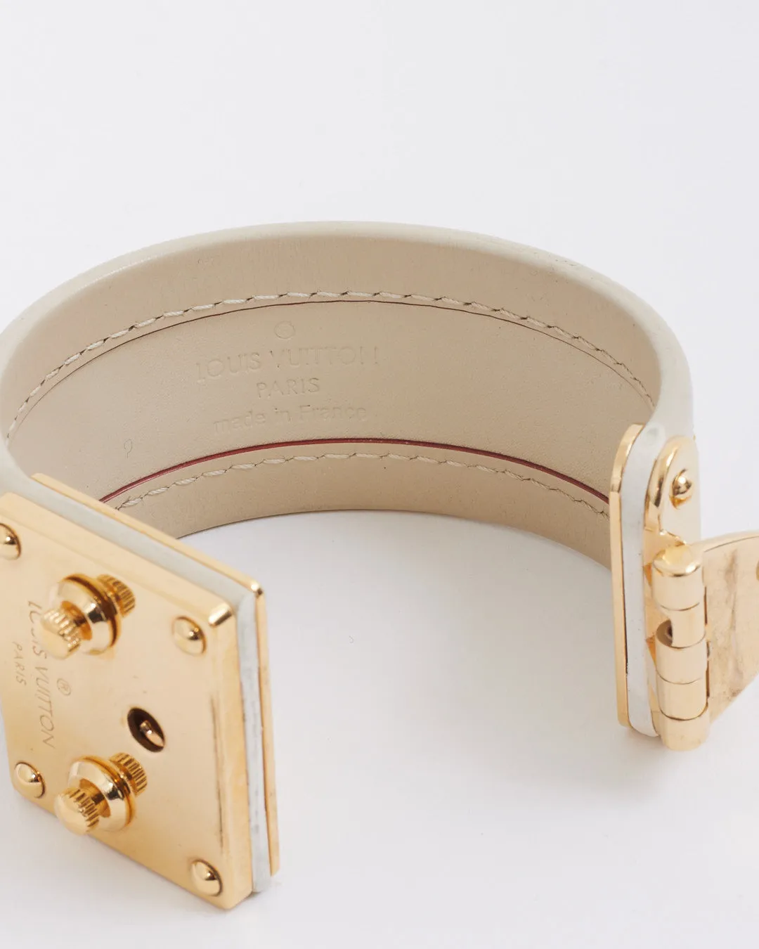 Louis Vuitton Cream Leather Lock It Bracelet