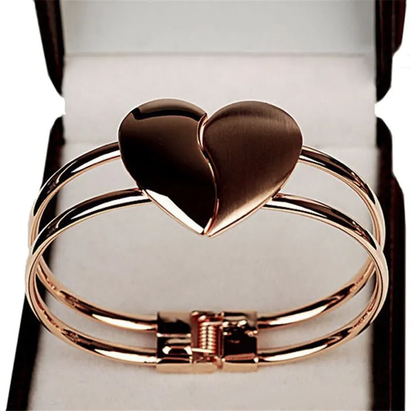 Love Heart Bangle Wristband Bracelet Women Wedding jewelry