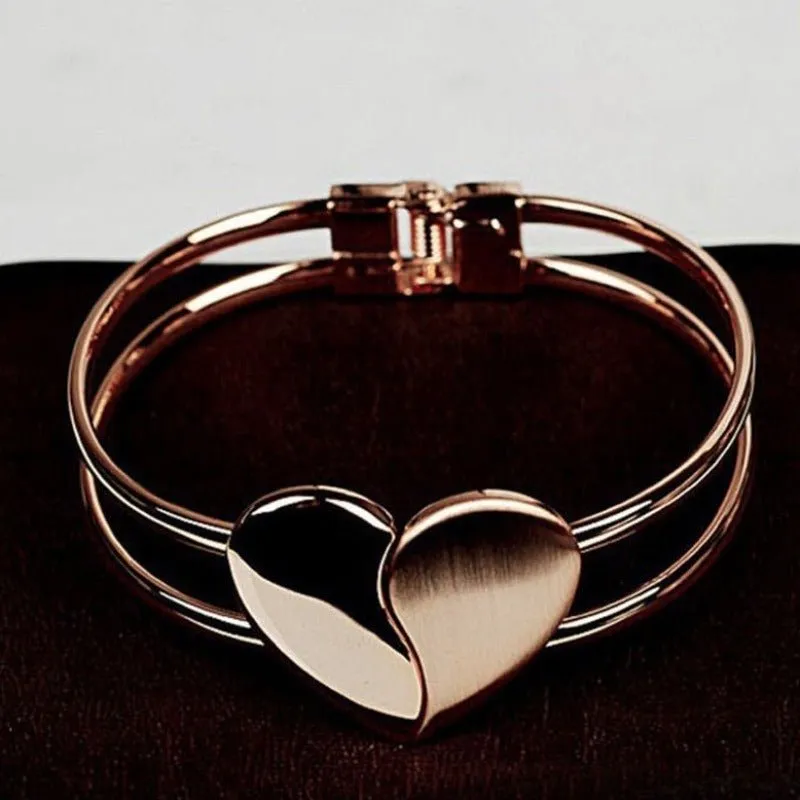 Love Heart Bangle Wristband Bracelet Women Wedding jewelry