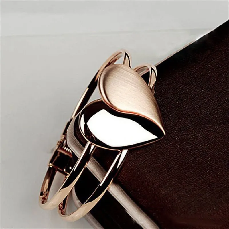 Love Heart Bangle Wristband Bracelet Women Wedding jewelry