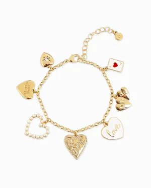 Love Heart Charm Bracelet: Gold