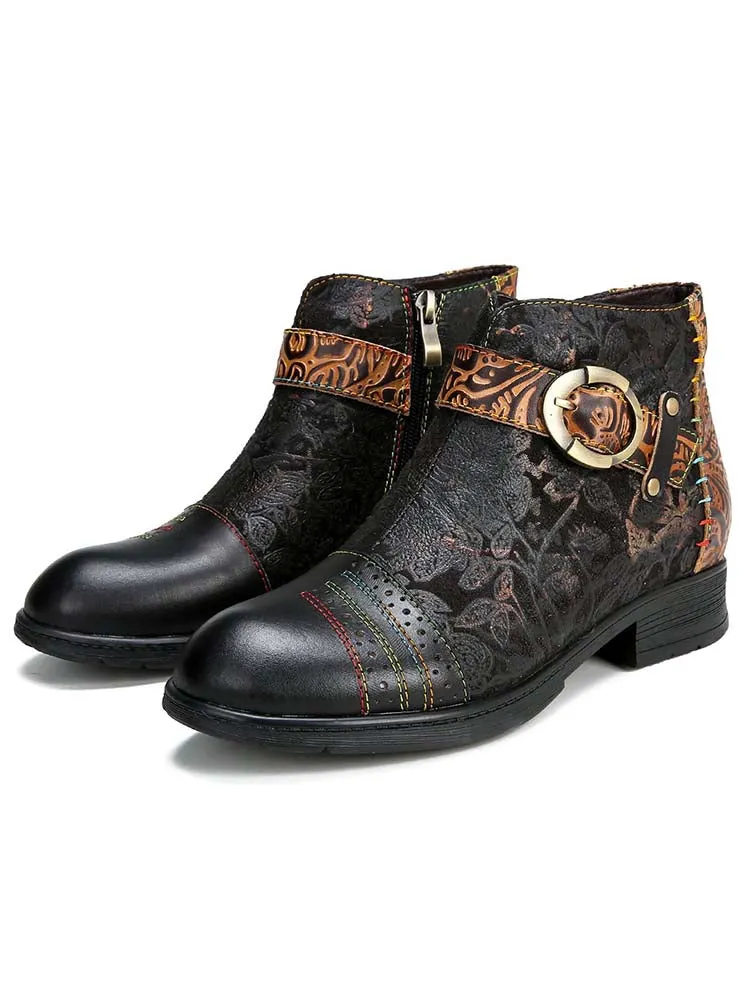 Luella Retro Handmade Buckle Ankle Boots