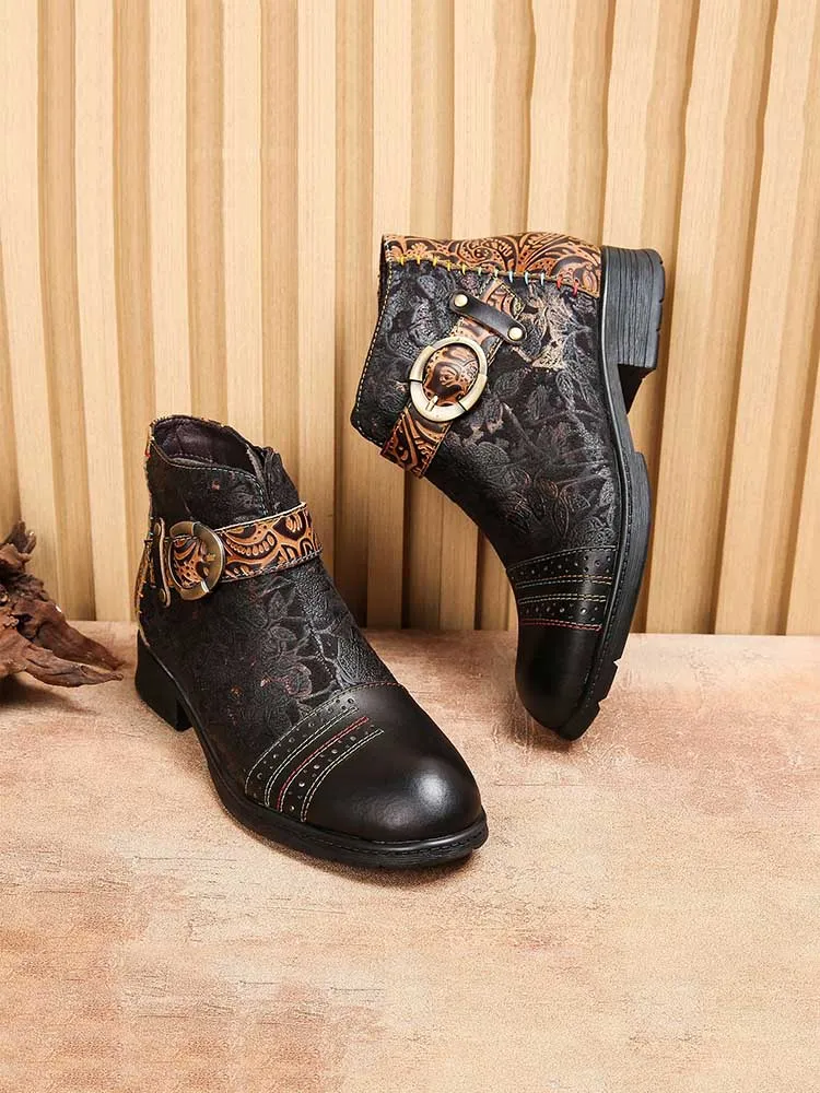 Luella Retro Handmade Buckle Ankle Boots