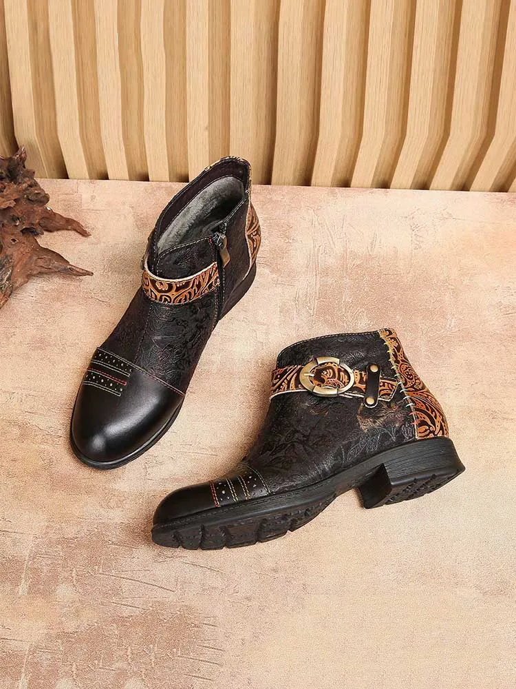 Luella Retro Handmade Buckle Ankle Boots