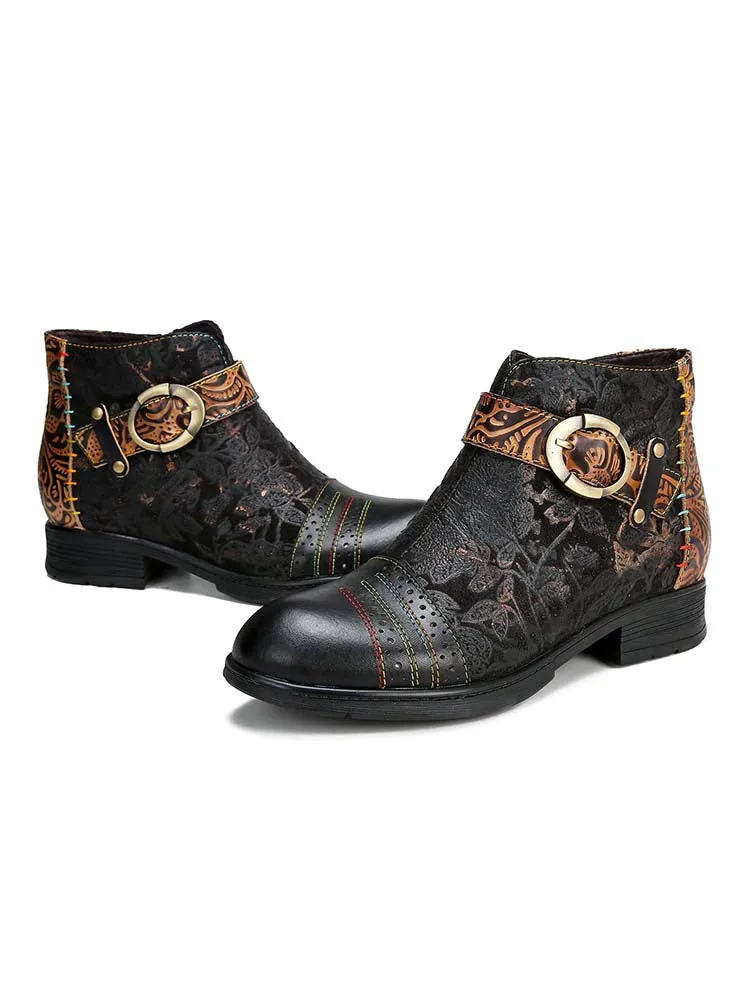 Luella Retro Handmade Buckle Ankle Boots