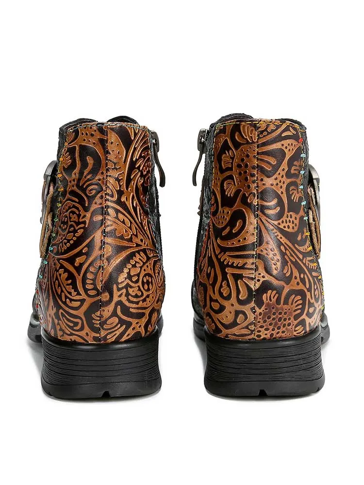 Luella Retro Handmade Buckle Ankle Boots