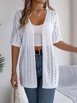 Lyla Openwork Open Front Half Sleeve Cardigan