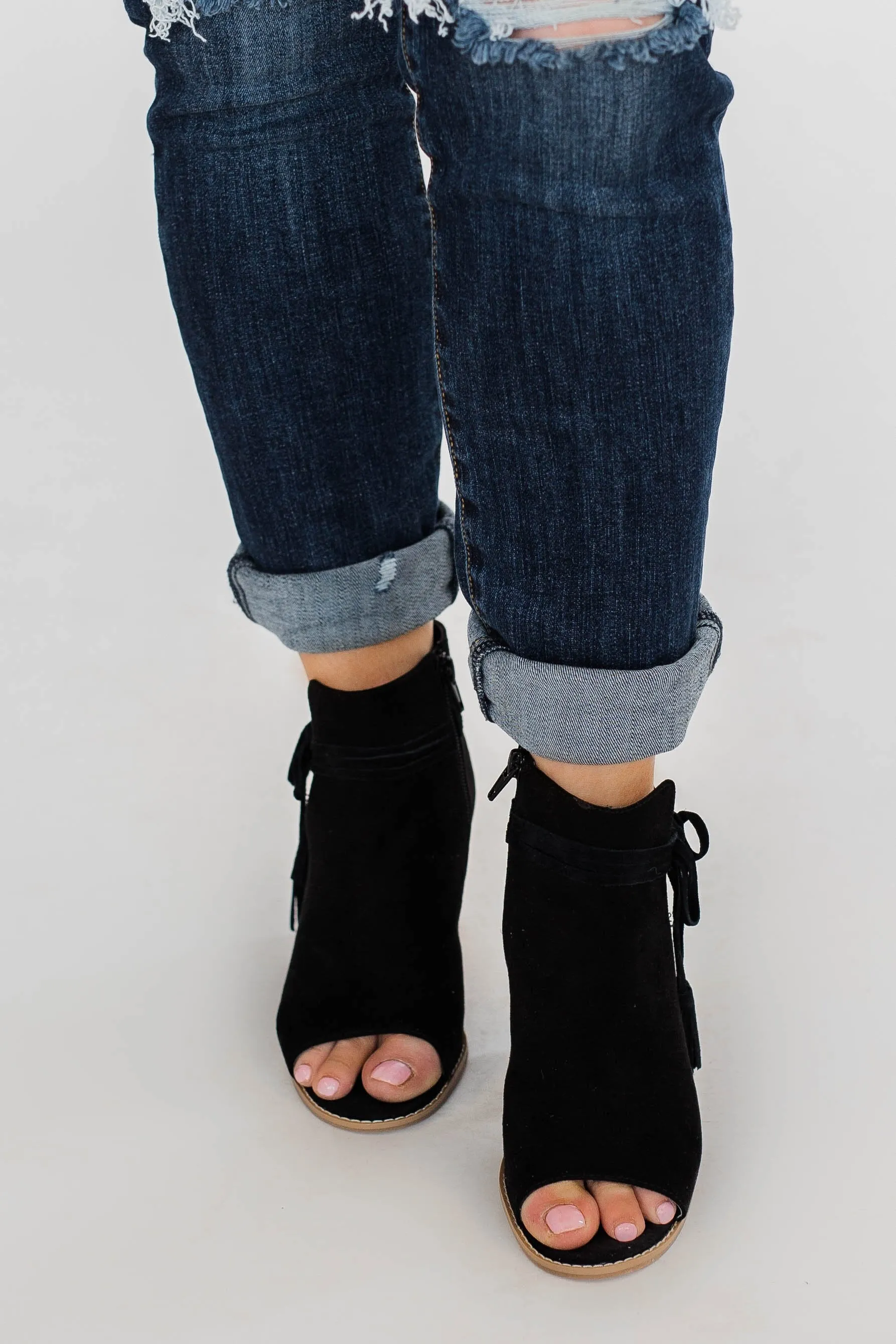 Ma-Alana Open Toe Booties- Black