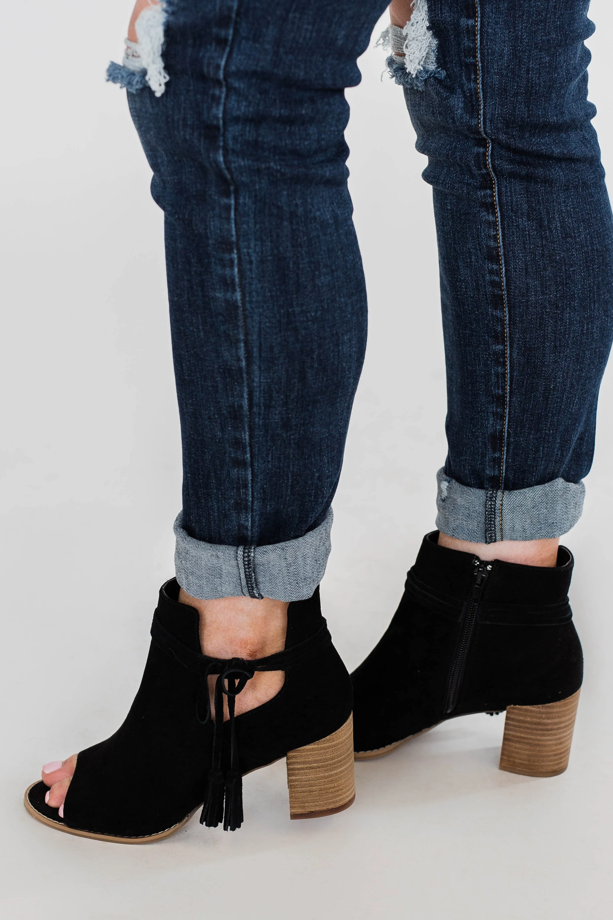 Ma-Alana Open Toe Booties- Black
