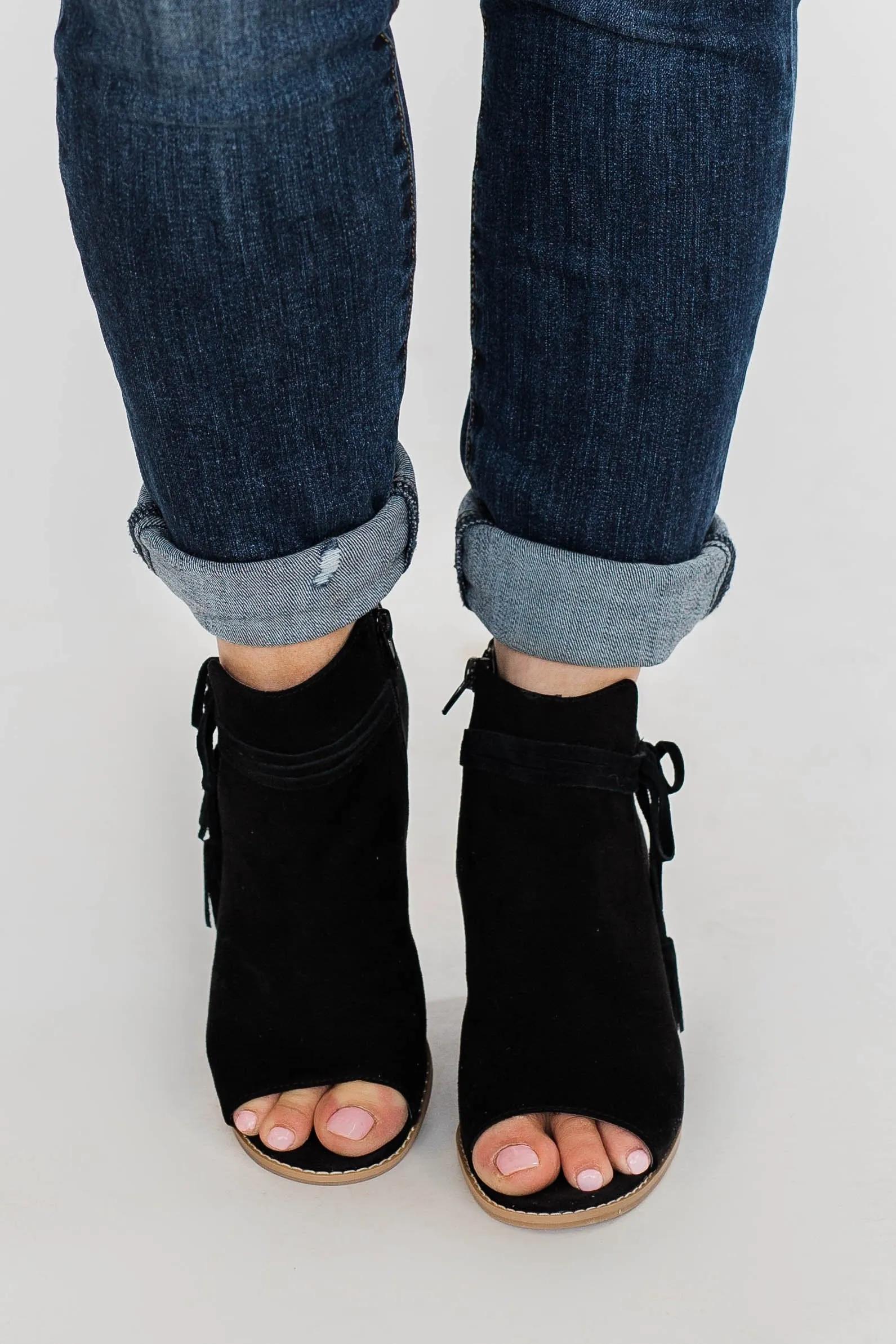 Ma-Alana Open Toe Booties- Black