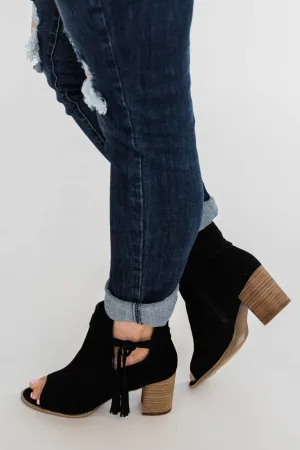 Ma-Alana Open Toe Booties- Black