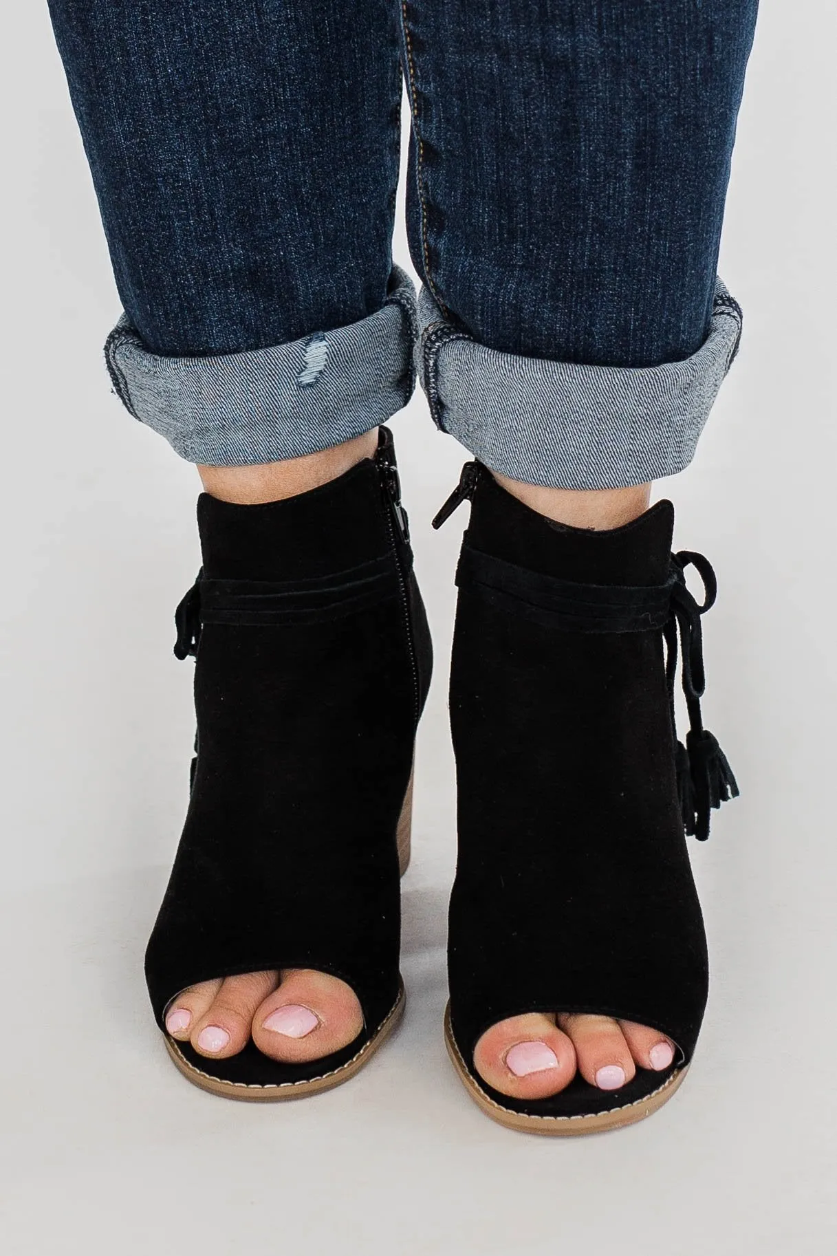 Ma-Alana Open Toe Booties- Black