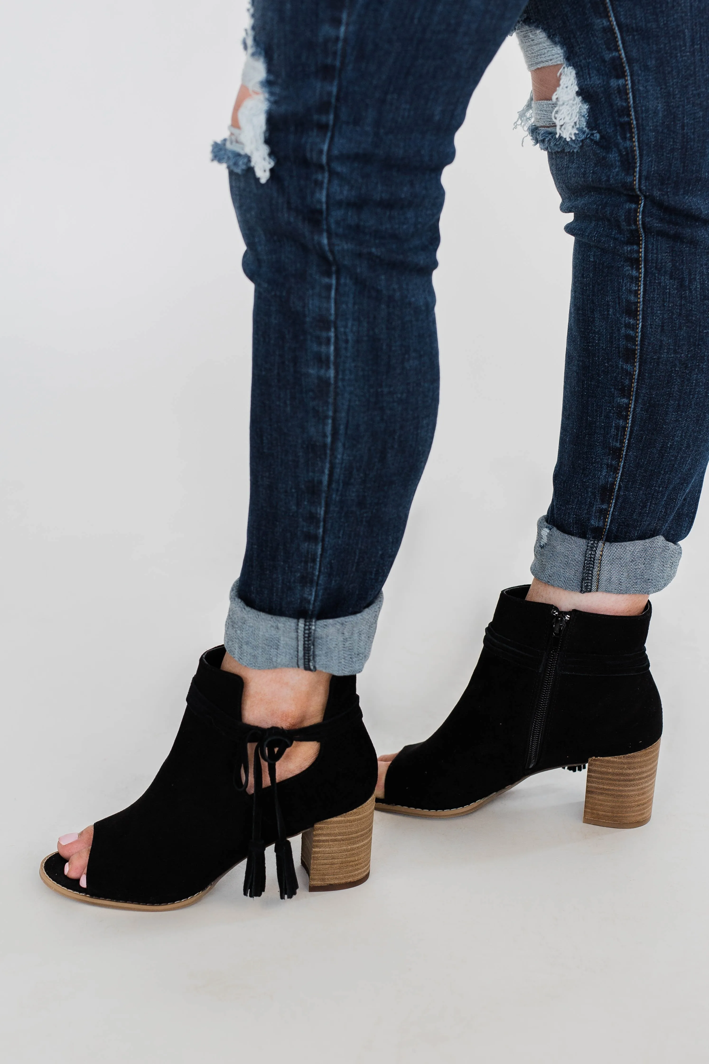 Ma-Alana Open Toe Booties- Black