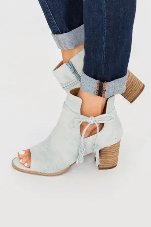 Ma-Alana Open Toe Booties- Tie Dye Denim