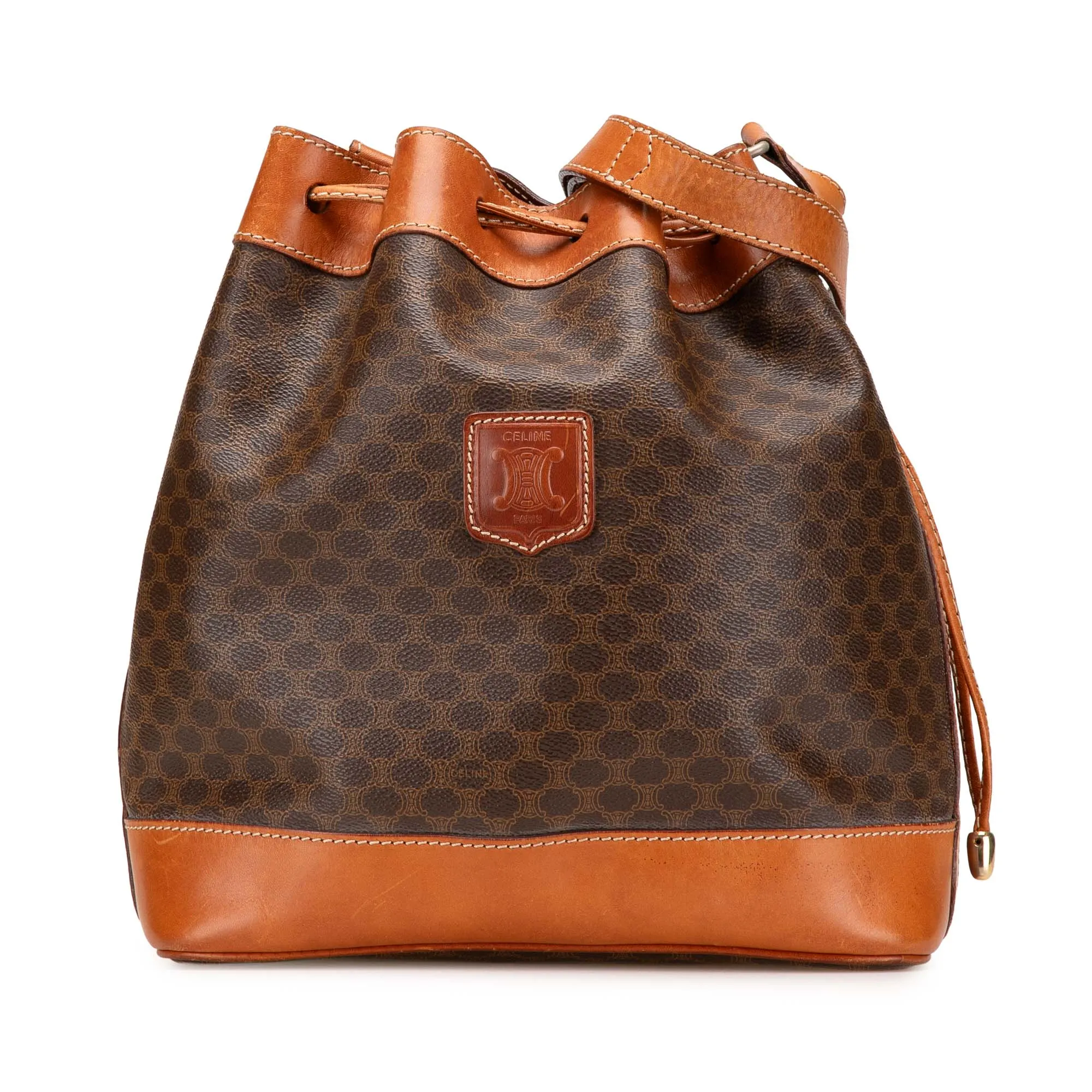 Macadam Coated Canvas Drawstring Bucket Bag
