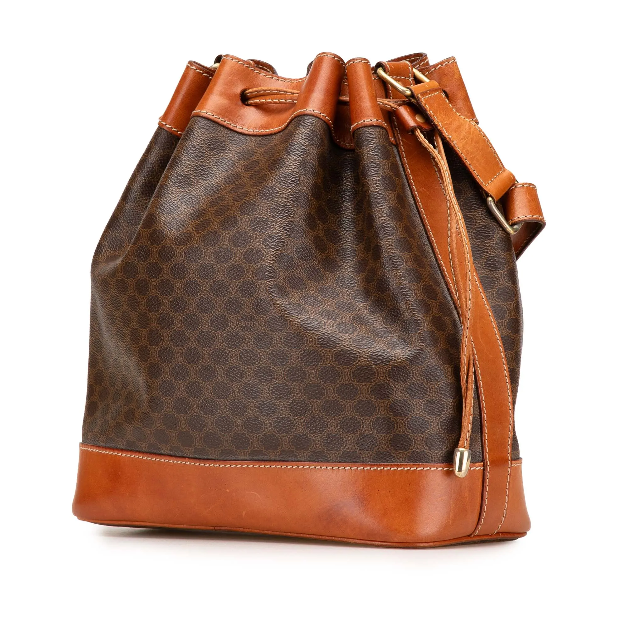 Macadam Coated Canvas Drawstring Bucket Bag
