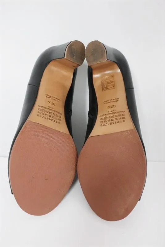Maison Martin Margiela Ankle Boot Black Leather Size 37.5 Peep Toe Booties