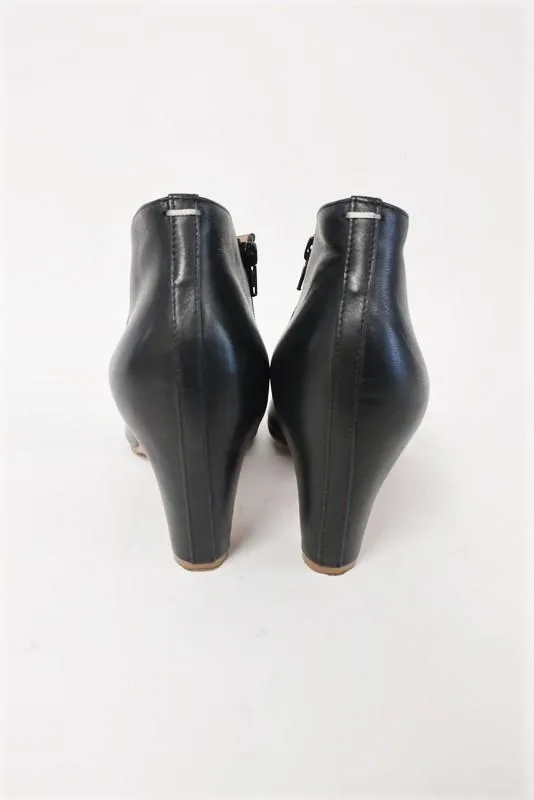 Maison Martin Margiela Ankle Boot Black Leather Size 37.5 Peep Toe Booties