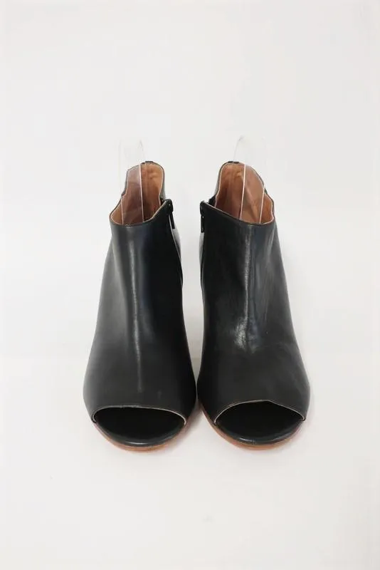 Maison Martin Margiela Ankle Boot Black Leather Size 37.5 Peep Toe Booties