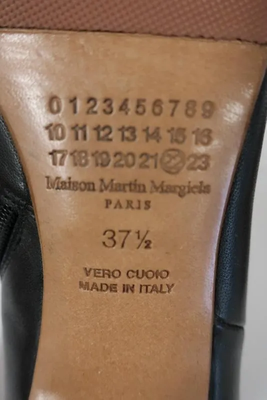 Maison Martin Margiela Ankle Boot Black Leather Size 37.5 Peep Toe Booties