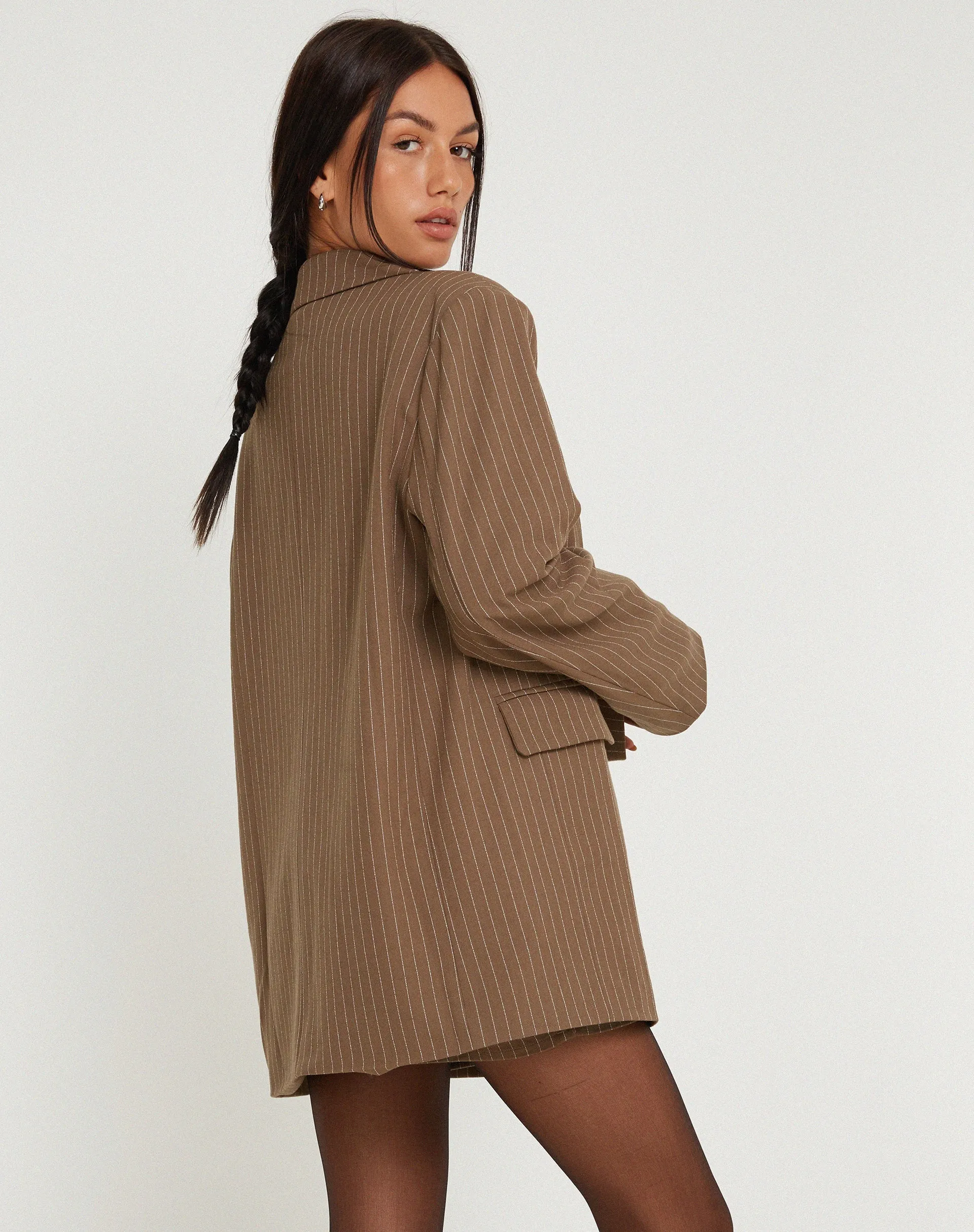 Maiwa Blazer in Pinstripe Brown