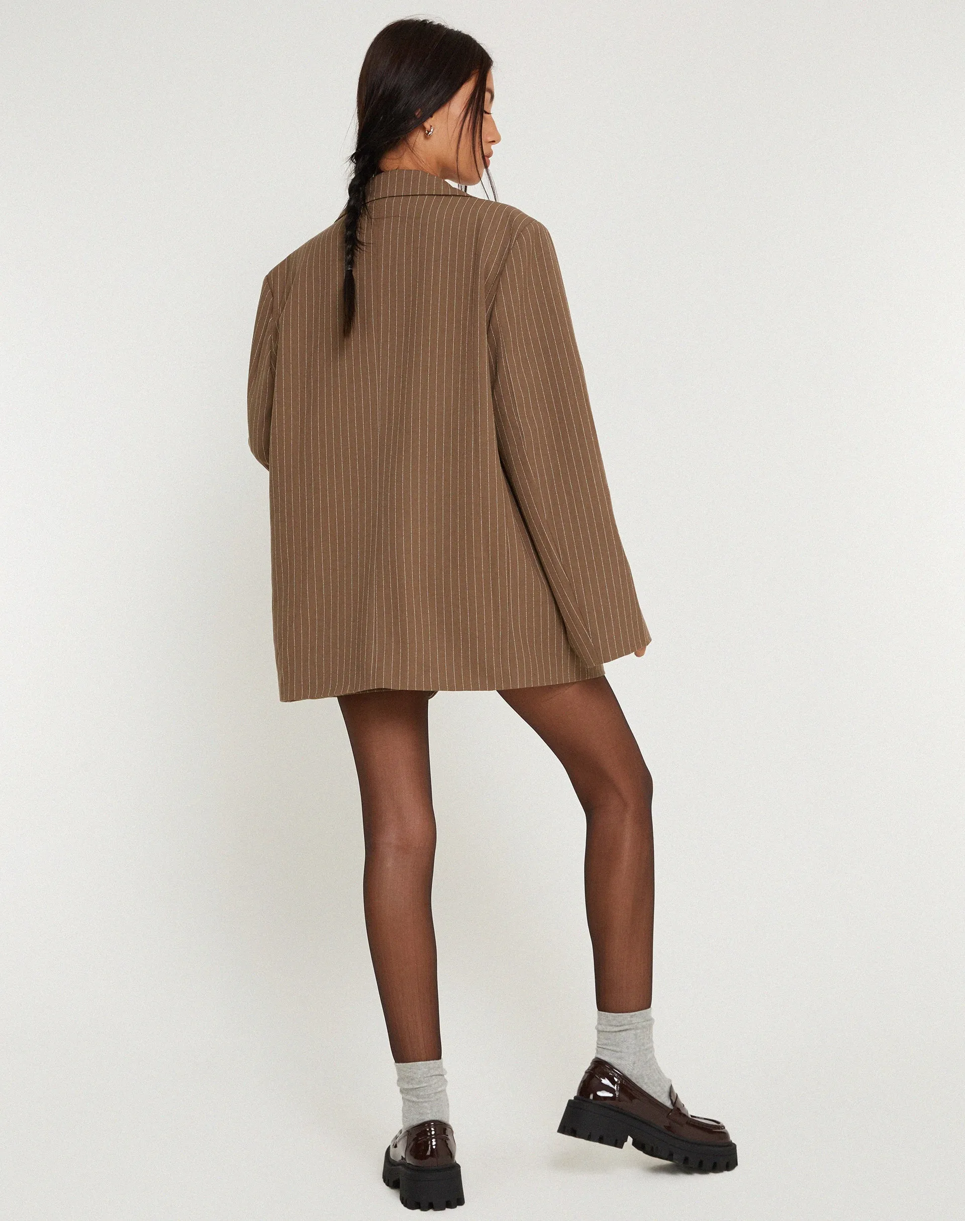 Maiwa Blazer in Pinstripe Brown