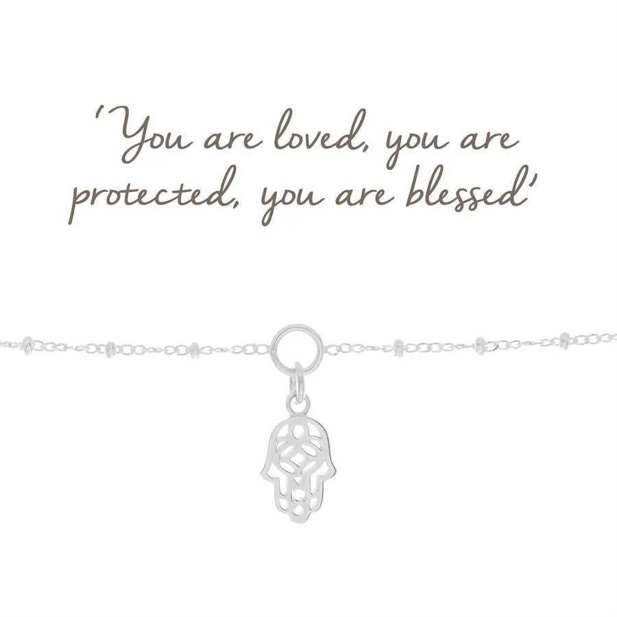 Mantra Hamsa Hand Charm Bracelet | Sterling Silver