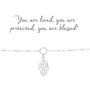 Mantra Hamsa Hand Charm Bracelet | Sterling Silver