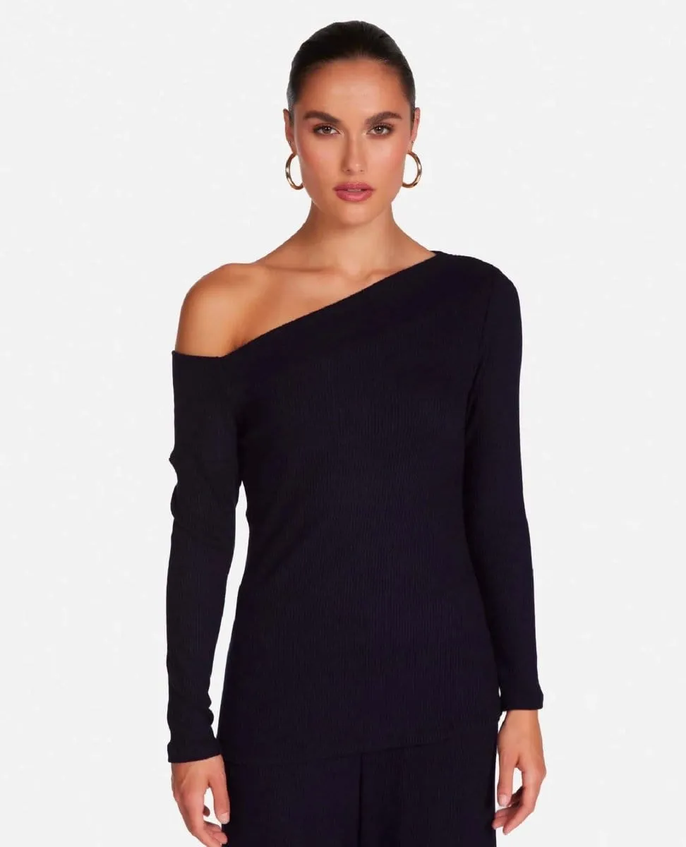 Maples One Shoulder Top Black