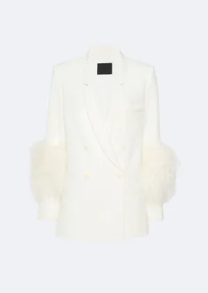 Matte Crepe Blazer With Feathers