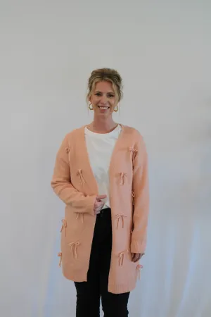 MATTIE BOW TIE OPEN FRONT CARDIGAN