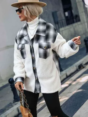 Maya Plaid Collared Neck Button Down Jacket