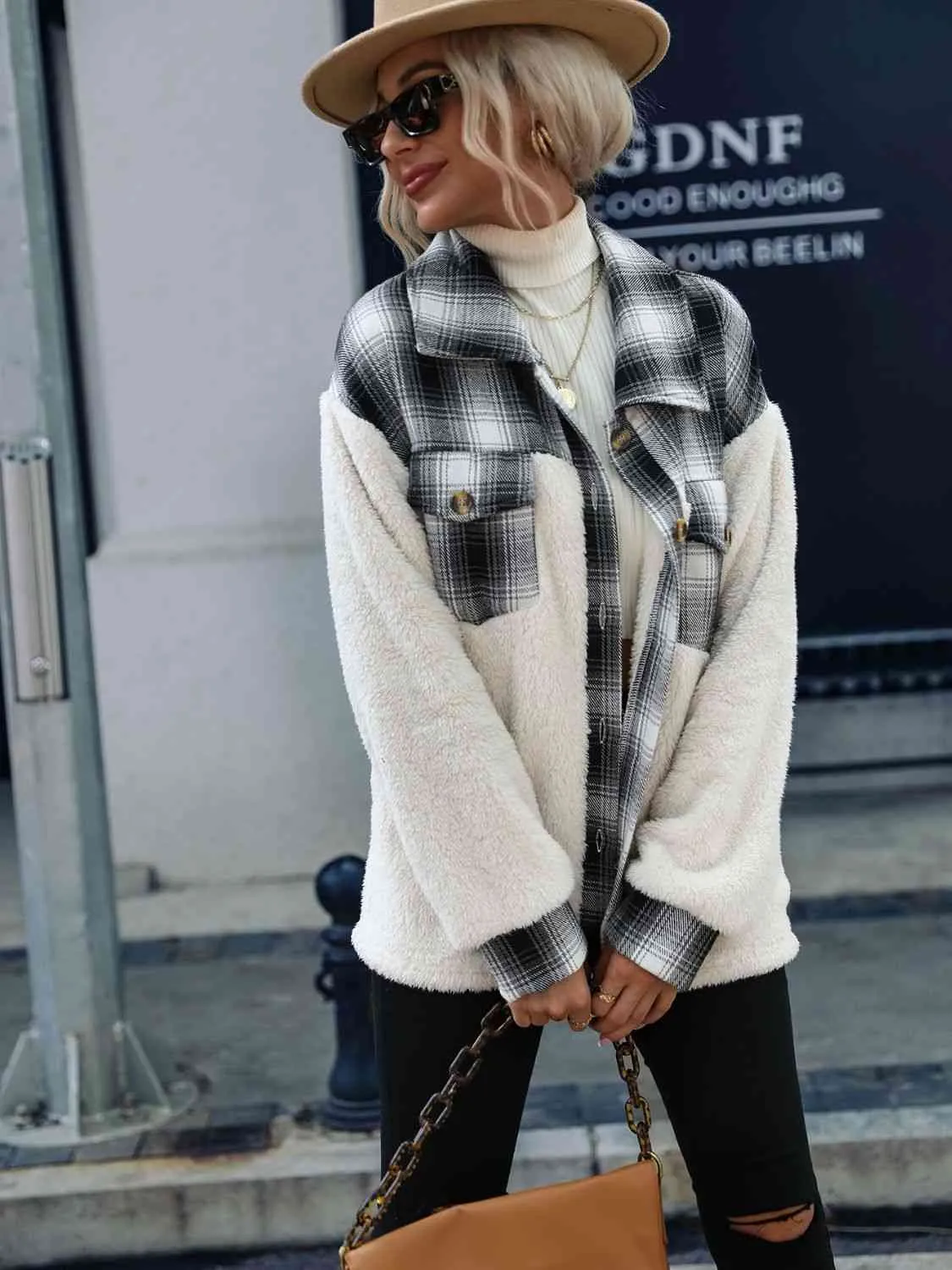 Maya Plaid Collared Neck Button Down Jacket