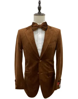Mazari Velvet Modern Fit Blazer - Rust
