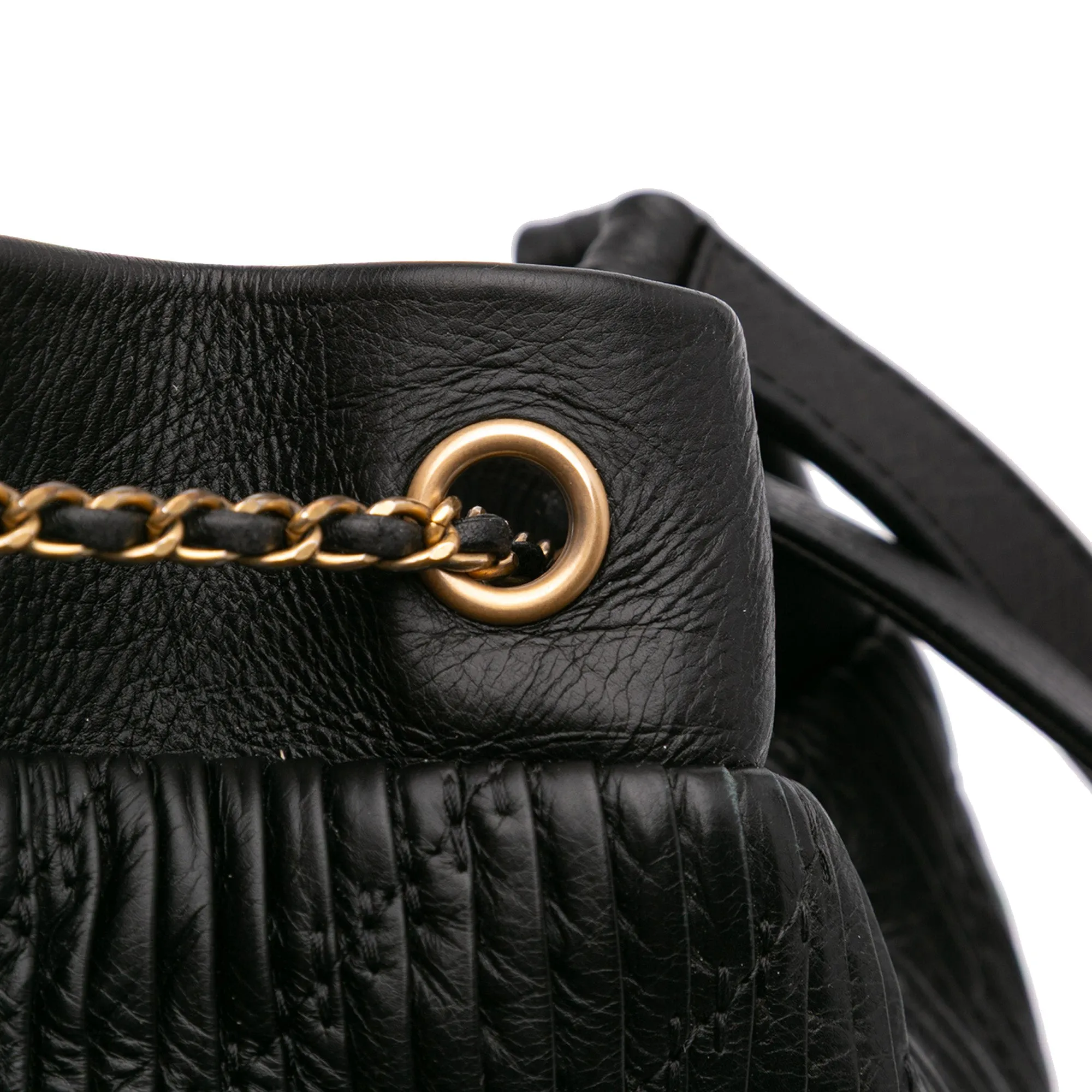 Medium Crumpled Calfskin Coco Pleats Drawstring Bucket Bag