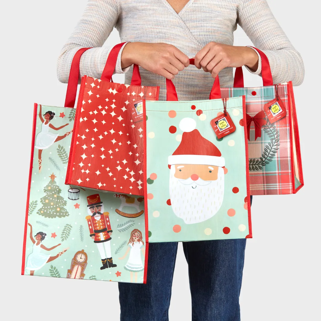 Medium Holiday Bundle | Reusable Gift Bag   QR Greeting Card | 6 Pieces