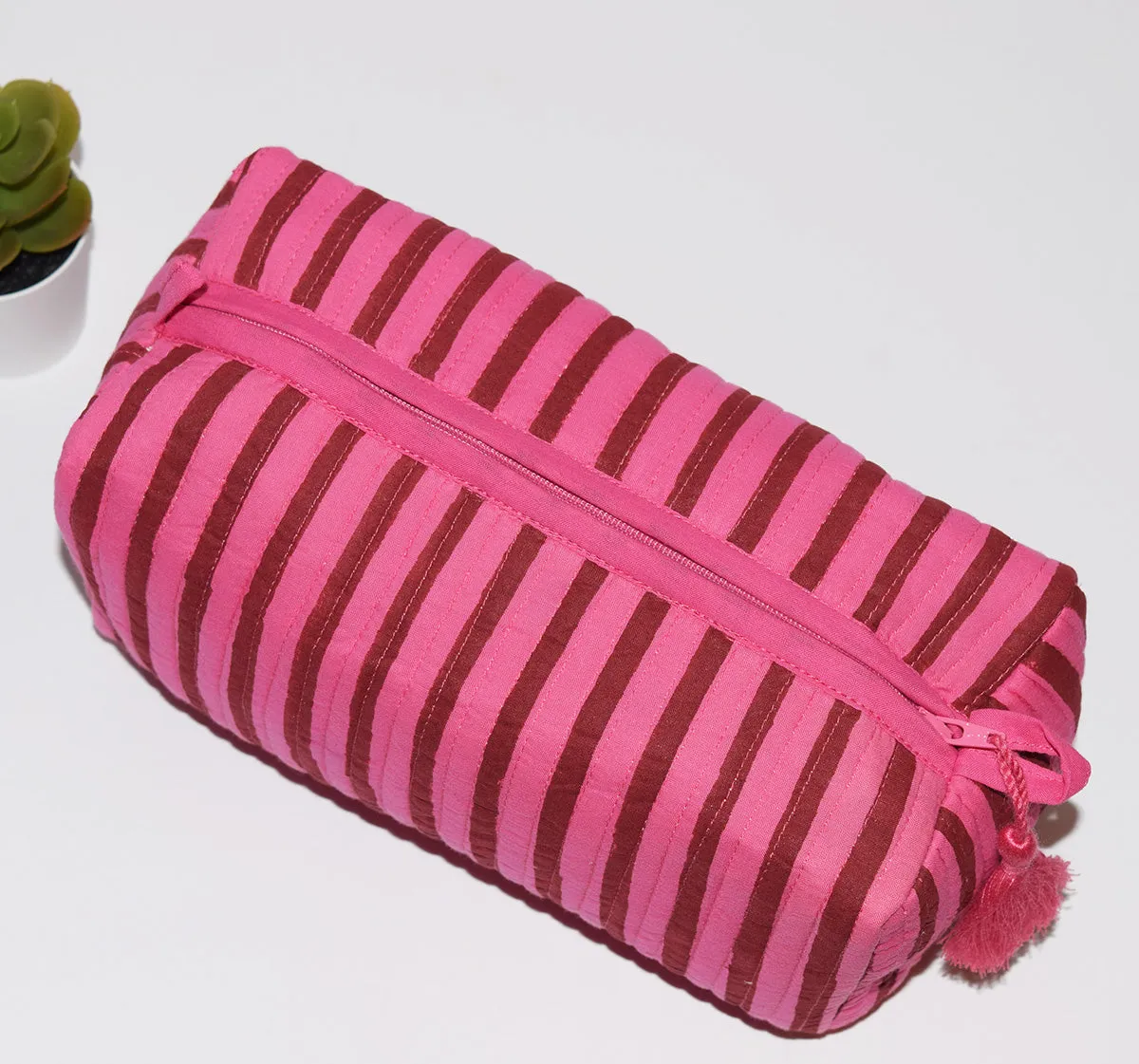 Medium Waterproof Toiletry Bag | Berry Stripe