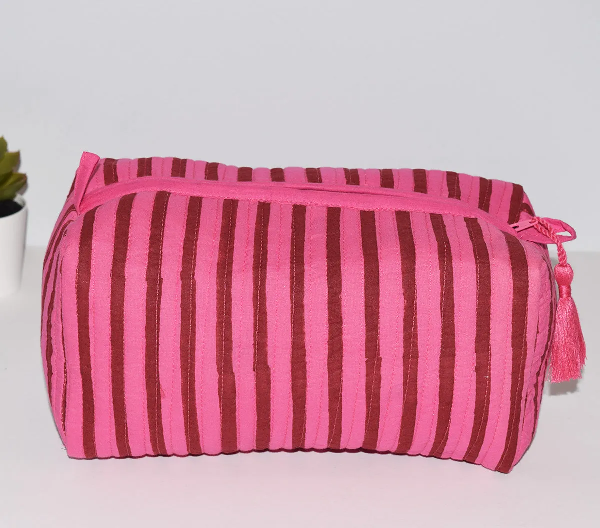 Medium Waterproof Toiletry Bag | Berry Stripe