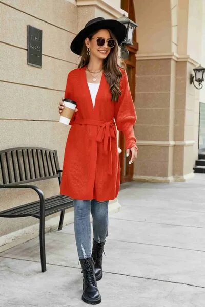 Melina Open Front Lantern Sleeve Cardigan