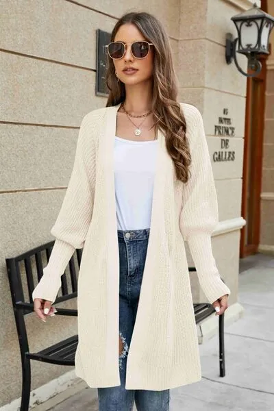 Melina Open Front Lantern Sleeve Cardigan