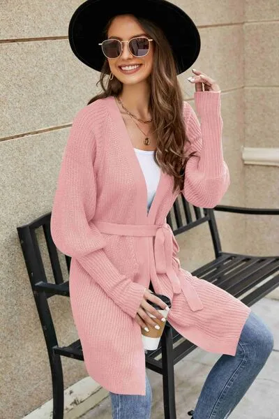Melina Open Front Lantern Sleeve Cardigan