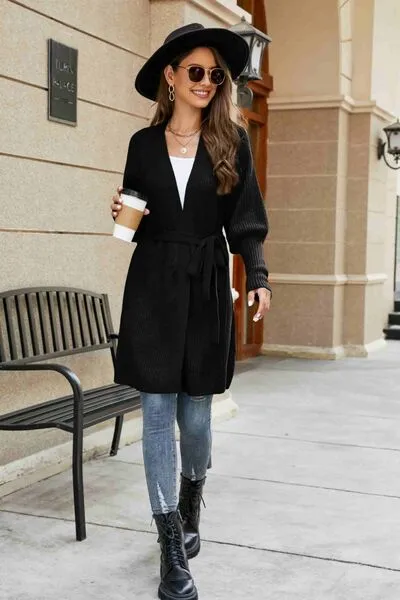 Melina Open Front Lantern Sleeve Cardigan