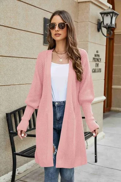 Melina Open Front Lantern Sleeve Cardigan
