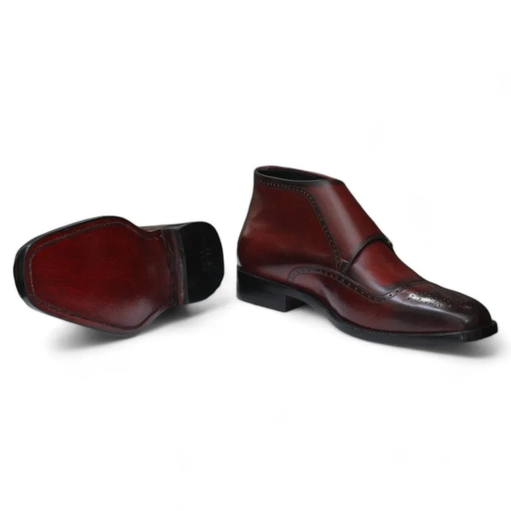 Men Burgundy Leather Boots | Designer Ankle Boots