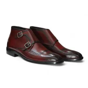 Men Burgundy Leather Boots | Designer Ankle Boots