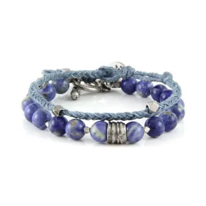 Mens Co-Exist Charm Faceted Bead Strand Adjustable Deerskin Leather Bracelet