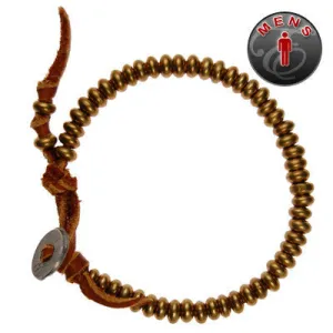 Mens Ettika Adjustable Deerskin Leather Bracelet with Lion Head Charm