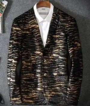 Men's Fashion Leopard Grain Blazer Up To 3XL