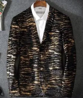 Men's Fashion Leopard Grain Blazer Up To 3XL